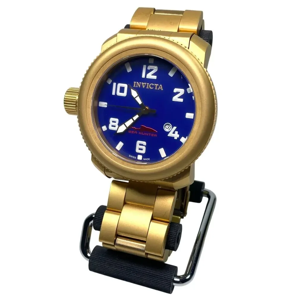 Invicta Sea Hunter Gold Tone Lefty Model 11238 Men Watch 50mm Swiss Ronda 515